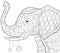 Adult coloring book,page a cute elephant image for relaxing activity.Zen art style illustration for print.