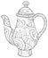 Adult coloring book,page a cute kettle for infusion image for relaxing.