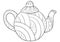 Adult coloring book,page a cute kettle for infusion image for relaxing.