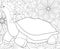 Adult coloring book,page a cute turtle wearing a Christmas cap image for relaxing.Zen art style illustration.