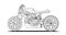 Adult coloring page motorcycle. Vector cafe racer bike. Black contour sketch illustration Isolated on white background.