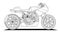 Adult coloring page motorcycle. Vector cafe racer bike. Black contour sketch illustration Isolated on white background