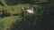 Adult couple at picnic outdoor. Shot from drone.