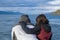 Adult couple watching the view, ushuaia, argentina