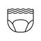 Adult diaper. Linear icon of goods for elderly, bedridden sick people. Black simple illustration of disposable nappy with elastic