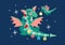 adult dragon as a Christmas tree with baby