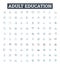 Adult education vector line icons set. Adult, Education, Learning, Instruction, Training, Literacy, Courses illustration