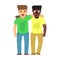 Adult guys, two best friends. Friendship flat illustration