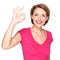 Adult happy woman with ok gesture