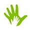 Adult and kid hands icon