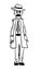 Adult male figure in a cloak with pockets full of holes comic illustration