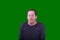 Adult man ashamed facial expression on green screen background