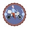 Adult Man Riding Modern Motorcycle Vintage Logo Design Icon Isolated