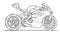 Adult motorcycle coloring page. Stroke without fill. Black contour sketch illustration Isolated on white background