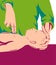Adult performing cpr on infant