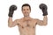 Adult smiling man boxing sport gloves boxer isolated