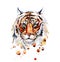 Adult tiger graphic icon, watercolor illustration