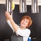 Adult woman cleaning kitchen