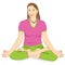 Adult woman with facial wrinkles sits in lotus pose - vector clipart. Concept, mascot or logo element for yoga or a healthy