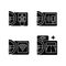 Advanced car technologies black glyph icons set on white space