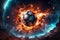 Advanced Futuristic soccer fire ball. Generate Ai