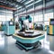 Advanced high-precision robotic arms on a fully automated assembly line at a state-of-the-art electronics factory