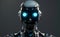 An advanced humanoid robot with a sleek, metallic design and glowing blue lights, embodying cutting-edge artificial