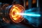 advanced ion thruster engine glowing in space