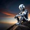 Advanced robot in deep thought - ai generated image