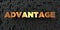 Advantage - Gold text on black background - 3D rendered royalty free stock picture