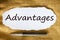 Advantages symbol. Concept word `advantages` on white paper. Black metallic pen. Beautiful canvas background. Business and