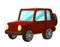 Advanture car red jeep off road style cartoon drawing illustration art