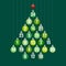 Advent Calendar Abstract Tree Of Hanging Glossy Christmas Baubles Green And Silver