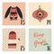 Advent calendar with hand drawn vector Christmas holiday illustrations for December 13th - 16th. Christmas sweater, mitten,