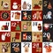 Advent calendar. Winter holiday poster, December dates of festive events with Christmas characters Santa Claus, deer and