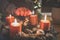 Advent candles being lit up by a kid