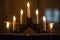advent candlestick on window sill at night