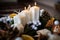 Advent Christmas wreath closeup with candles