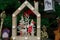 Advent Feast festive Christmas wooden decoration with Santa Claus figure.