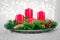 Advent wreath. Christmas floral decorations with lights