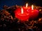Advent wreath three lit candles