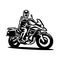 Adventure biker silhouette black and white vector art isolated