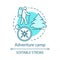 Adventure camp concept icon. Summer hiking and camping club, holiday resort idea thin line illustration. Backpacking in