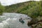 Adventure canoeing on wild, remote Alaskan river