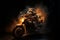 Adventure Delivery: Raccoon Stempunk Biker with Rustic Motorcycle.