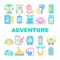 Adventure Equipment Collection Icons Set Vector flat