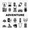 Adventure Equipment Collection Icons Set Vector flat