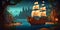 Adventure game with a pirate theme and hidden treasure three generative AI