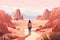 adventure girl in desert nature landscape AI generated