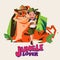 Adventure girl huge a big tiger. character design. jungle lover.